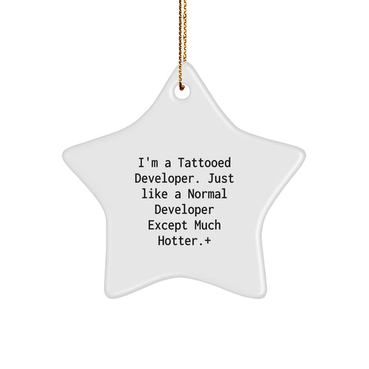 Funny Developer Gifts for Him Star Ornament White Christmas Unique Presents from Friends Family Coworkers - Image 1