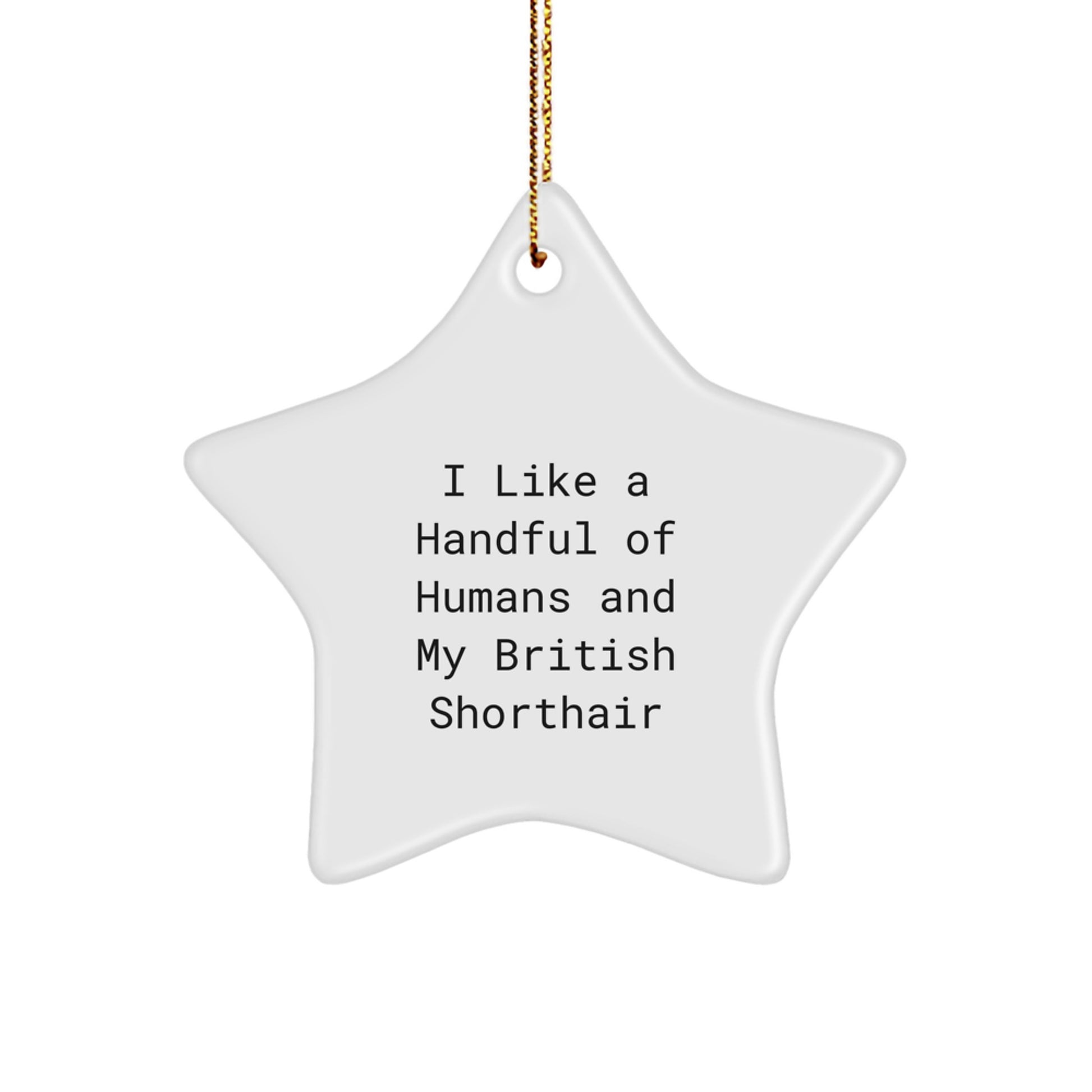 Funny British Shorthair Cat Star Ornament for Christmas Unique Gifts from Friends and Family, I Like A Handful Of Humans And My British Shorthair - Image 1