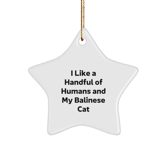 Funny Balinese Cat Star Ornament Gifts from Men for Women Friends Family - I 'Like A Handful Of Humans And My Balinese Cat' Christmas Unique Gifts - Image 1