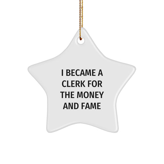 Funny Clerk Star Ornament for Christmas Unique Gifts from Men to Women, Friends, or Coworkers - Image 1