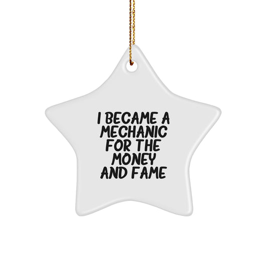 Funny Quote Mechanic Star Ornaments Gifts from Men to Friends for Mechanic Lovers, Cute Christmas Unique Decorations for Mechanic Enthusiasts, Inspirational Mechanic Gifts for Women to Family - Image 1