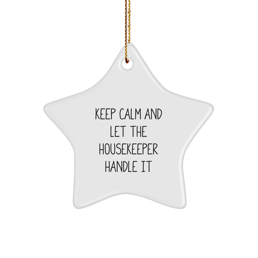 Funny Housekeeper Gifts from Men to Women Friends Family - Star Ornament for Christmas Unique Decor - Image 1