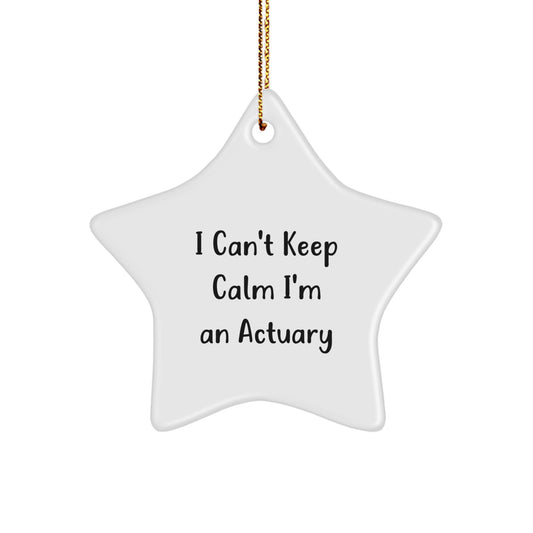 Funny Actuary Gifts from Friends, I Can't Keep Calm I'm An Actuary Star Ornament, Unique Christmas Unique Gifts for Actuary Men - Image 1