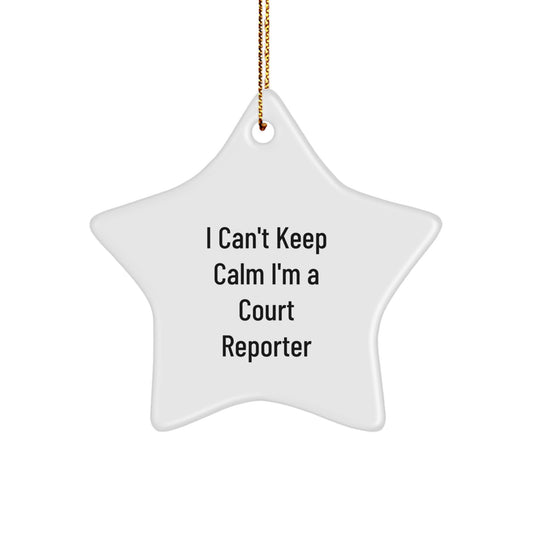 Funny Court Reporter Gifts for Men, Court Reporter Star Ornament Quote I Can't Keep Calm I'm A Court Reporter, Gifts from Friends for Court Reporter at Christmas - Image 1