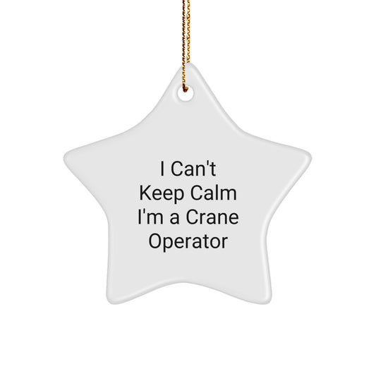 Funny Crane Operator Gifts for Men, Christmas Unique Star Ornament - Gifts from Friends and Family, I 'Can't Keep Calm I'm A Crane Operator' - Image 1