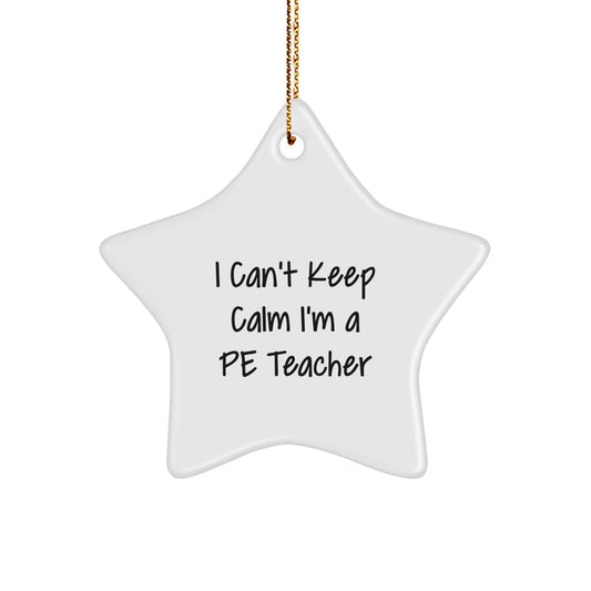 Funny PE Teacher Star Ornament, I Can't Keep Calm I'm A PE Teacher Christmas Unique Gifts, Gifts from Friends for PE Teacher - Image 1
