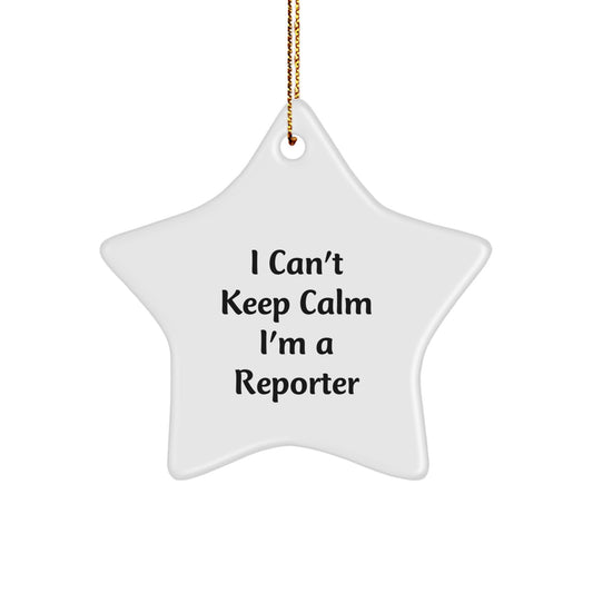 Funny Reporter Star Ornament Gifts from Friends and Family for Men and Women - 'I Can't Keep Calm I'm A Reporter' Christmas Unique Decorations - Image 1