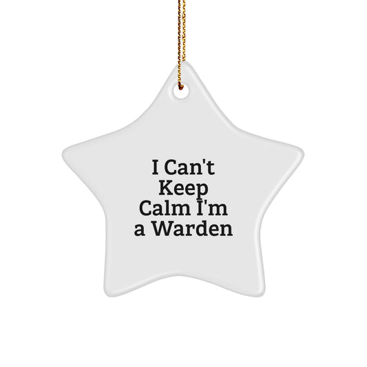 Funny Warden Star Ornament Gift for Men, Women, Friends, Coworkers, Family - 'I Can't Keep Calm I'm A Warden' Christmas Unique Gift - Image 1