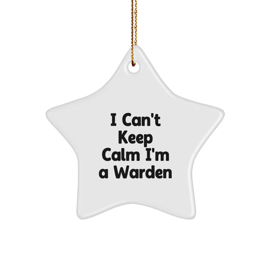 Funny Warden Gifts for Him, Christmas Unique Star Ornament for Men, 'I Can't Keep Calm I'm A Warden' Decor - Image 1