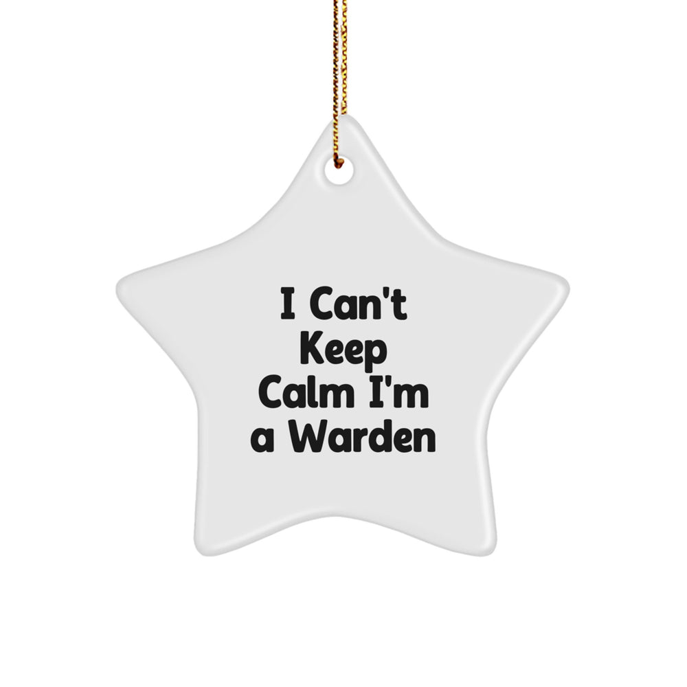 Funny Warden Gifts for Him, Christmas Unique Star Ornament for Men, 'I Can't Keep Calm I'm A Warden' Decor - Image 1