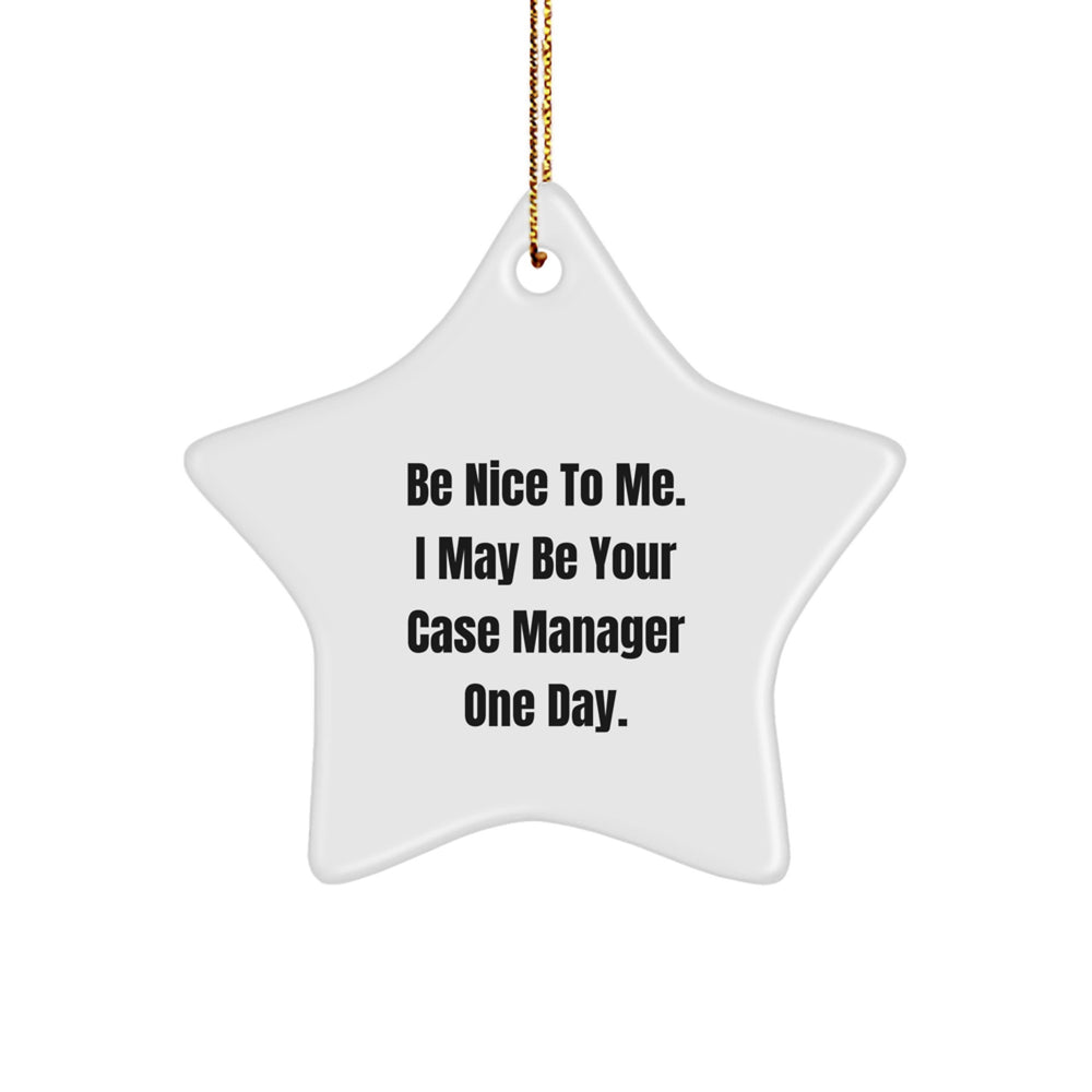 Funny Case Manager Gifts from Friends, Unique Star Ornament for Case Manager Christmas Unique Gifts, Case Manager Star Ornament with Inspirational Quote - Image 1