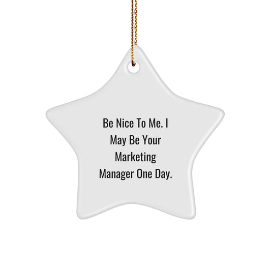 Funny Marketing Manager Gift Ideas - Be Nice To Me Star Ornament for Christmas Unique Gifts from Friends to Coworkers - Image 1