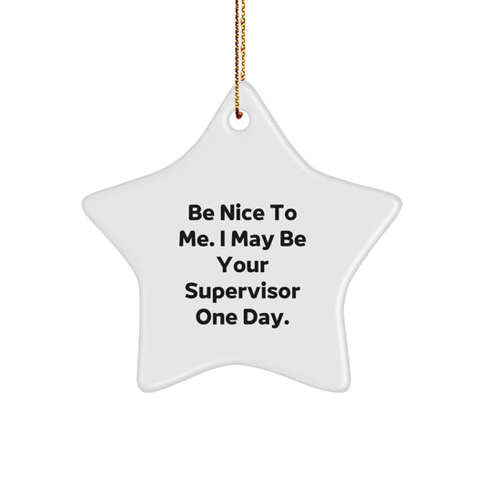 Funny Supervisor Gifts, Be Nice To Me Star Ornament for Men or Women Coworkers, Christmas Unique Gifts from Friends or Family - Image 1