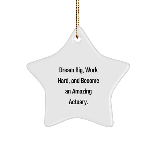 Inspirational Actuary Star Ornament Gifts from Friends and Family, Perfect for Christmas Unique Gifts for Actuaries, 'Dream Big, Work Hard, And Become An Amazing Actuary.' - White Star Shaped - Image 1