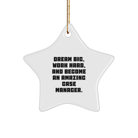Funny Inspirational Gifts from Men to Case Manager Friends - Star Ornament Dream Big Work Hard - Image 1
