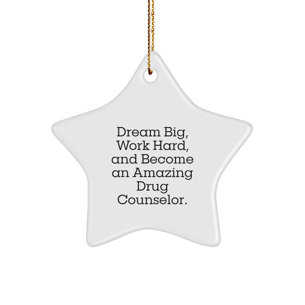 Funny Inspirational Drug Counselor Gifts, Gifts from Friends for Drug Counselor Men, Christmas Unique Gifts, Star Ornament with Dream Big Quote - Image 1