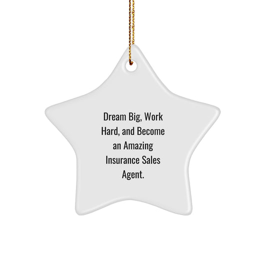 Funny Insurance Sales Agent Gifts for Men - Star Ornament, Gifts from Friends, Christmas Unique Gifts, 'Dream Big, Work Hard, And Become An Amazing Insurance Sales Agent.' - Image 1
