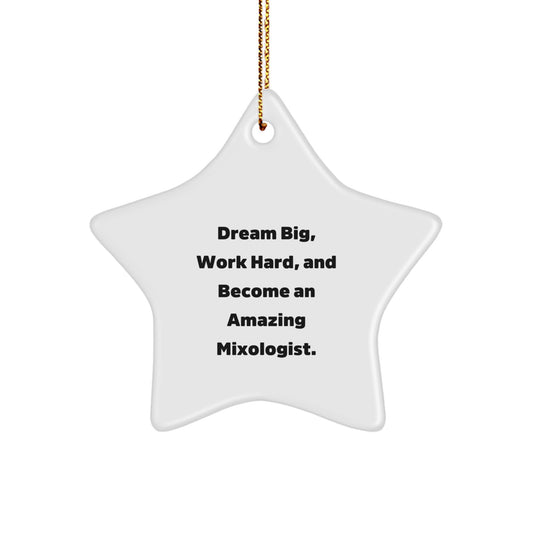 Gifts from Friends for Mixologists - Star Ornament, Dream Big, Work Hard, And Become An Amazing Mixologist, Inspiring Christmas Decorations - Image 1
