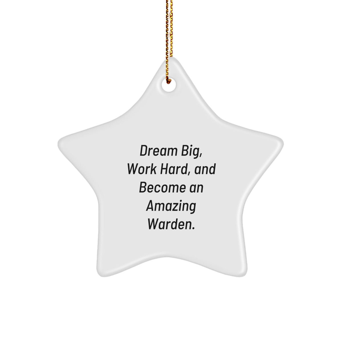 Funny Inspirational Warden Gifts from Friends and Family - Star Ornament for Christmas Unique Gifts - 'Dream Big Work Hard Become an Amazing Warden' - White Star Shaped Decoration - Image 1