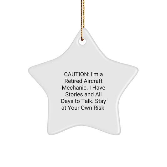 Funny Aircraft Mechanic Christmas Unique Gifts from Friends for Aviation Enthusiasts Star Ornament - Image 1