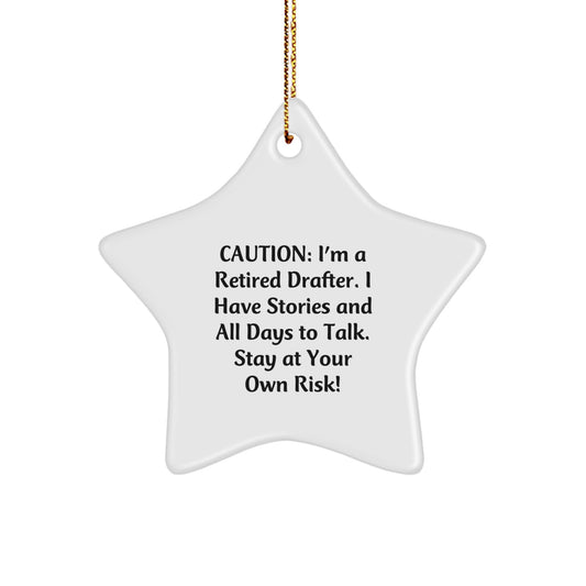 Funny Retired Drafter Gift, Star Ornament for Christmas Unique Gifts from Friends, Drafter Star Decoration for Men or Women Coworkers - Image 1
