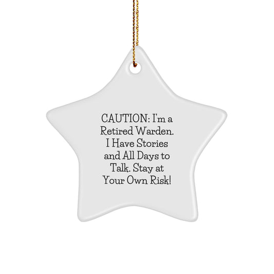 Funny Warden Star Ornament Gifts from Men, Christmas Unique Gifts for Warden, Retired Warden Humor Star Decoration, Warden Star Ornament, Star Ornament Gift - Image 1
