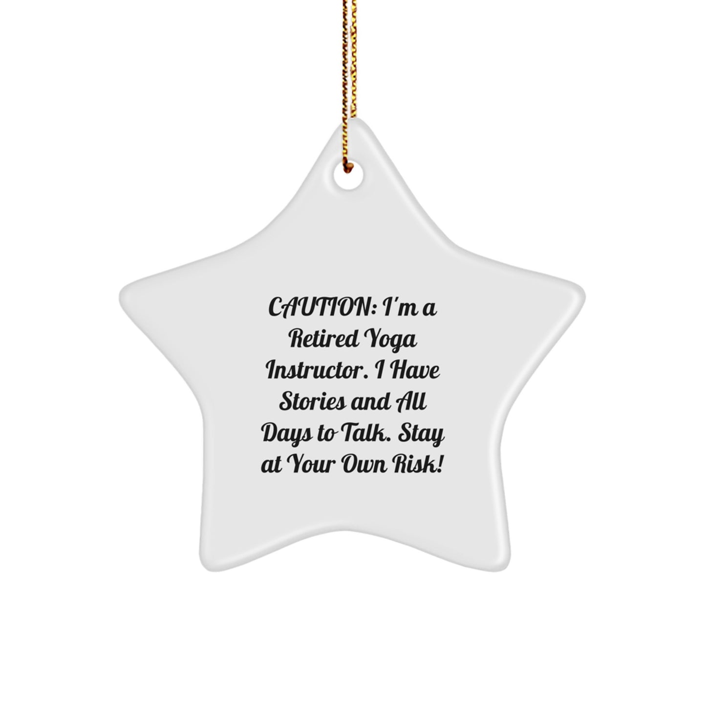 Funny Yoga Instructor Gift from Friends - Retired Instructor Star Ornament on Christmas Day, White Star Shaped Decor - Image 1
