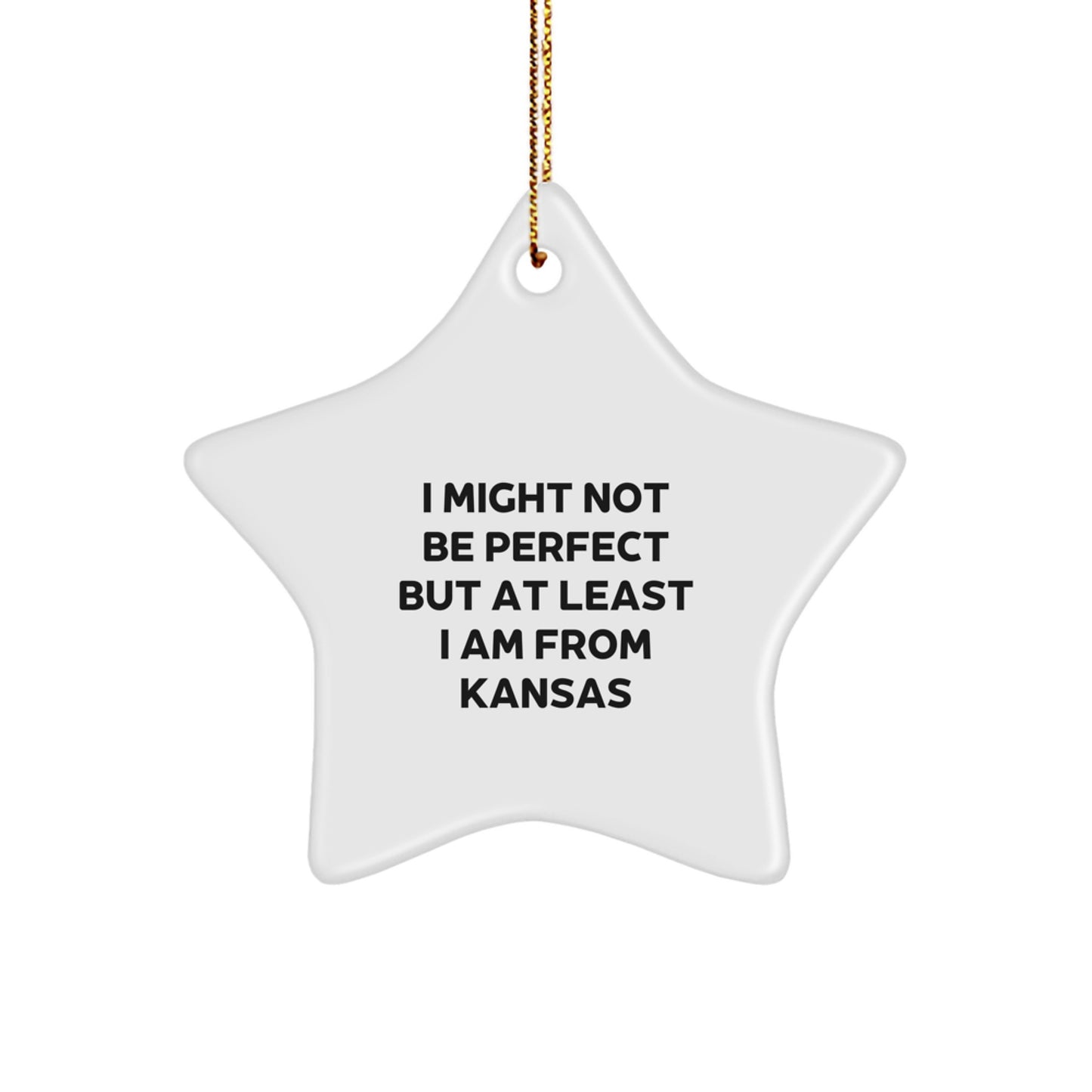 Fun Kansas Star Ornament from Home, Funny Gift for Friends, Family and Coworkers from Kansas, Unique Christmas Decorations - Image 1