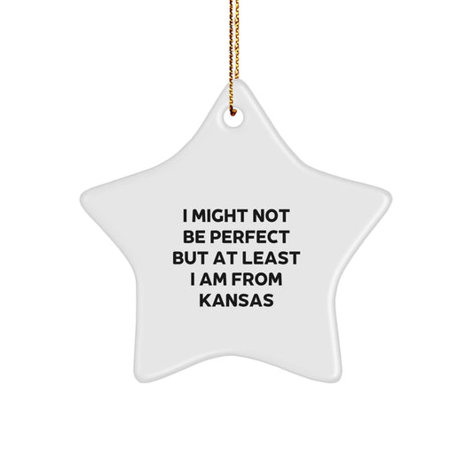 Fun Kansas Star Ornament from Home, Funny Gift for Friends, Family and Coworkers from Kansas, Unique Christmas Decorations - Image 1