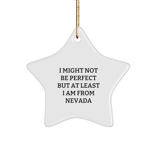 Nevada Star Ornament, Funny Gift for Friends from the Silver State, Christmas Unique Decorations with Gold Cord - Image 1