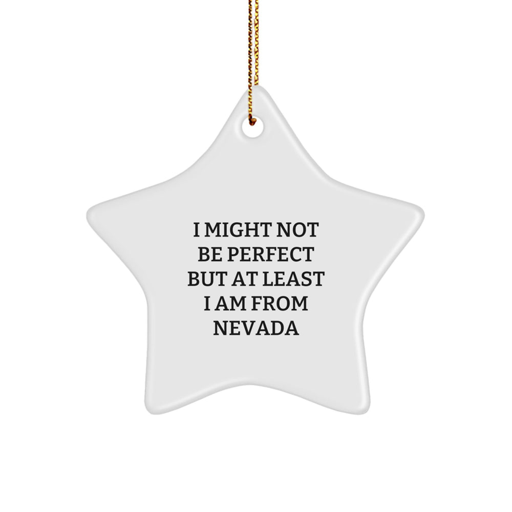 Nevada Star Ornament, Funny Gift for Friends from the Silver State, Christmas Unique Decorations with Gold Cord - Image 1