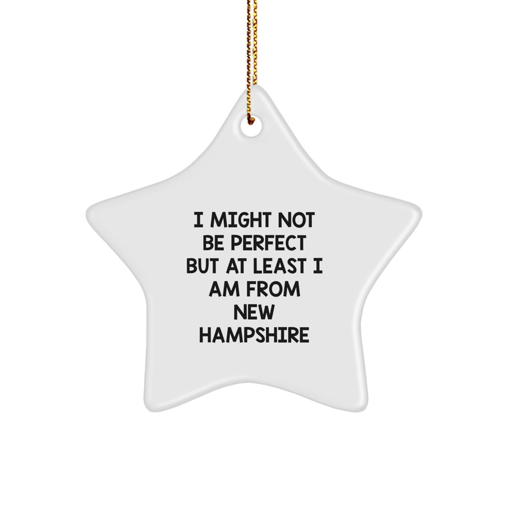 New Hampshire Star Ornament 'I Might Not Be Perfect But At Least I Am From New Hampshire' Gifts from Family Friends to Family in New Hampshire Christmas Unique Gifts - Image 1