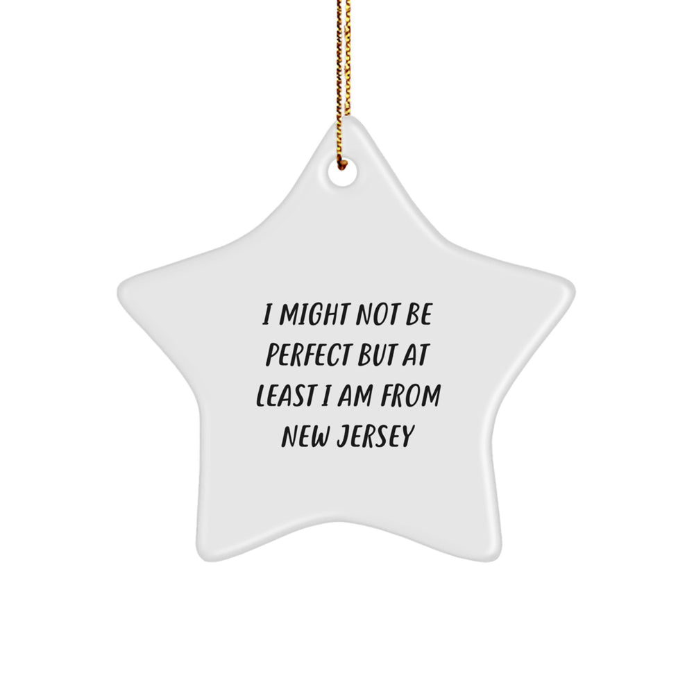 New Jersey Star Ornament Gifts from Friends and Family, Christmas Unique Treasures from the Garden State, 'I Might Not Be Perfect But At Least I Am From New Jersey' - Image 1