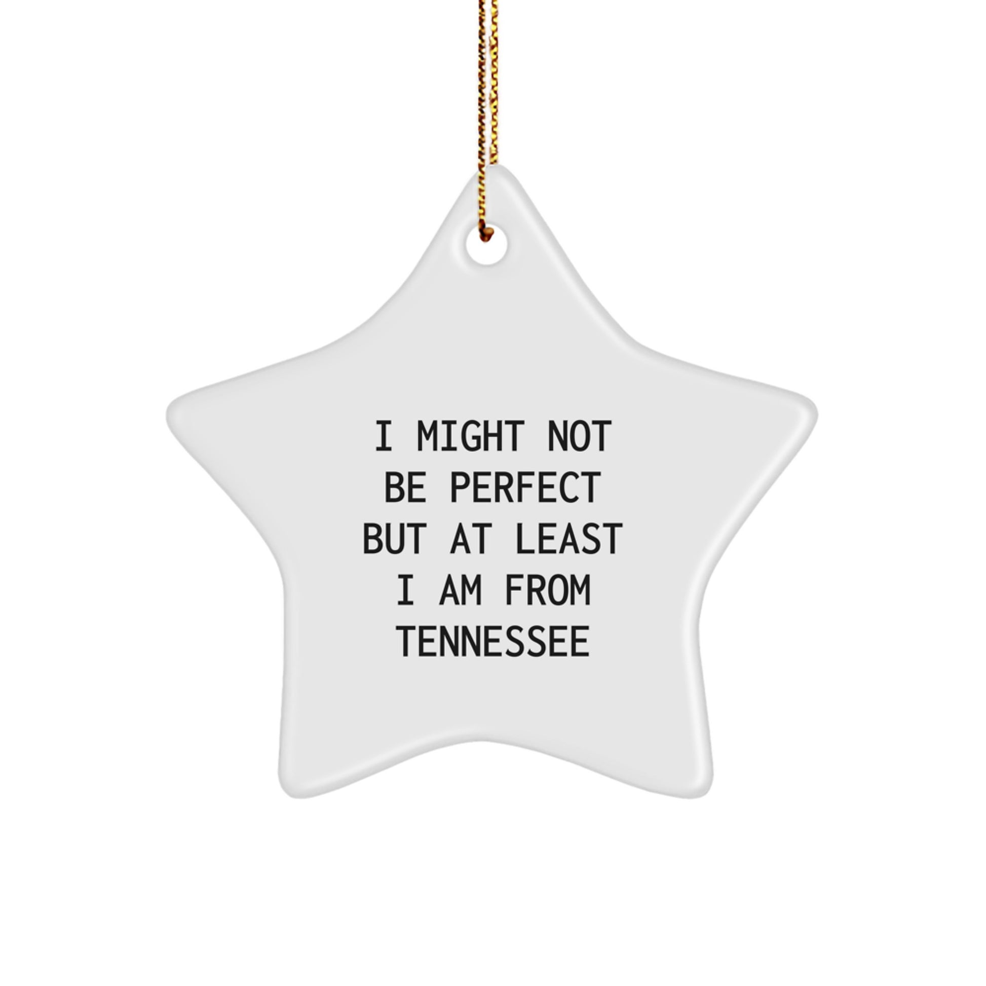 Tennessee Star Ornament Gifts from Friends and Family for Christmas, Funny Quote I Might Not Be Perfect But At Least I Am From Tennessee - Image 1