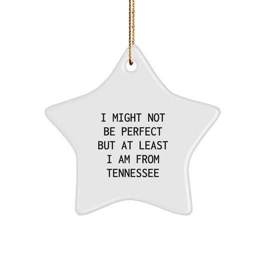 Tennessee Star Ornament Gifts from Friends and Family for Christmas, Funny Quote I Might Not Be Perfect But At Least I Am From Tennessee - Image 1