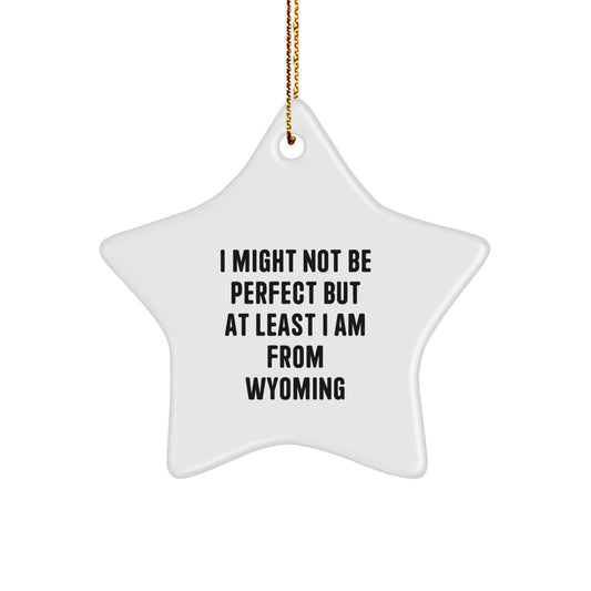 Wyoming Gifts from Friends to Family - I Might Not Be Perfect, But At Least I Am From Wyoming - Star Ornament, Christmas Unique Presents - Image 1