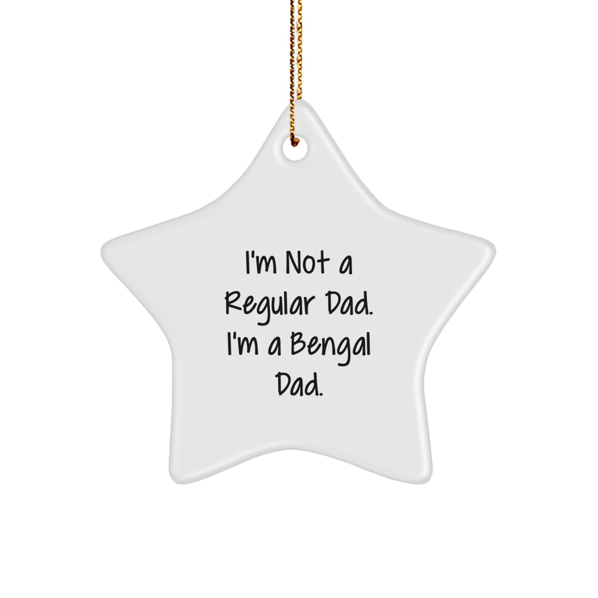 Bengal Cat Star Ornament Gift for Dad, Funny Bengal Cat Decor, White Star Shaped Christmas Unique Gifts from Men to Bengal Cat Lovers - Image 1