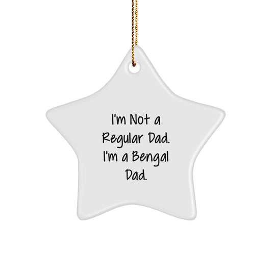 Bengal Cat Star Ornament Gift for Dad, Funny Bengal Cat Decor, White Star Shaped Christmas Unique Gifts from Men to Bengal Cat Lovers - Image 1