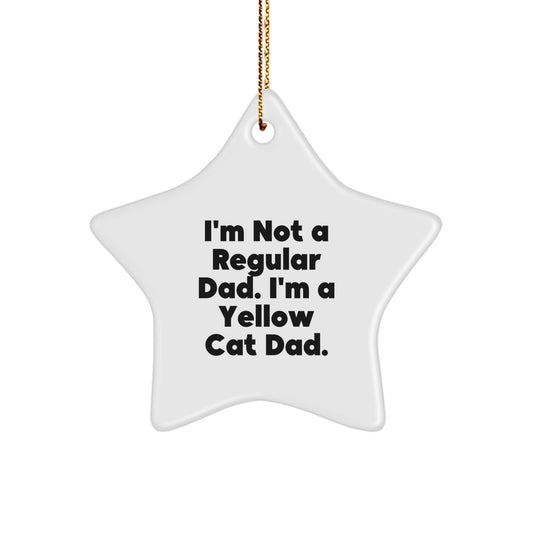 Funny Yellow Cat Dad Gifts from Men Christmas Unique Gifts for Yellow Cat Lover Star Ornament - Image 1