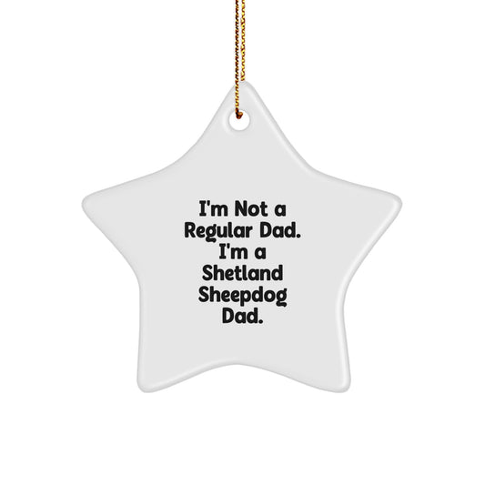 Funny Shetland Sheepdog Star Ornament Gift for Dad, Inspirational Quote 'I'm Not A Regular Dad', Christmas Unique Gifts from Men to Family - Image 1