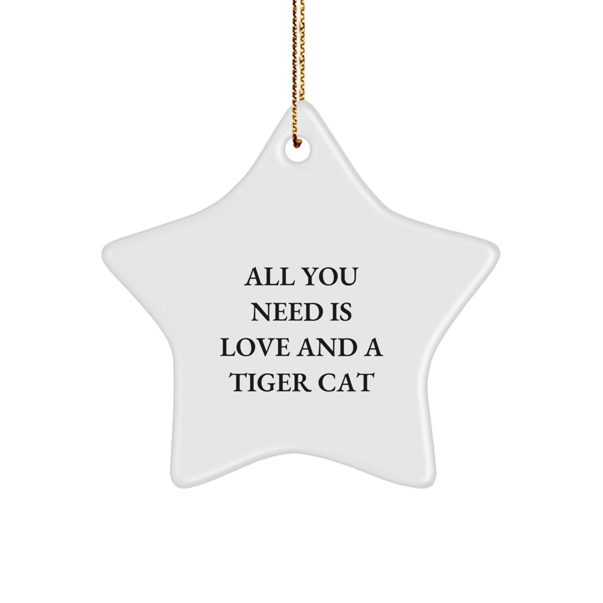 Funny Tiger Cat Star Ornament - Gifts from Family for Christmas Unique Gifts, All You Need Is Love And A Tiger Cat - Image 1