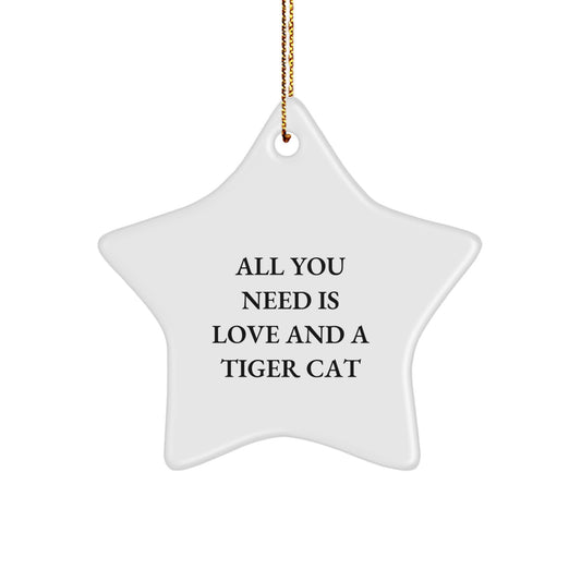 Funny Tiger Cat Star Ornament - Gifts from Family for Christmas Unique Gifts, All You Need Is Love And A Tiger Cat - Image 1