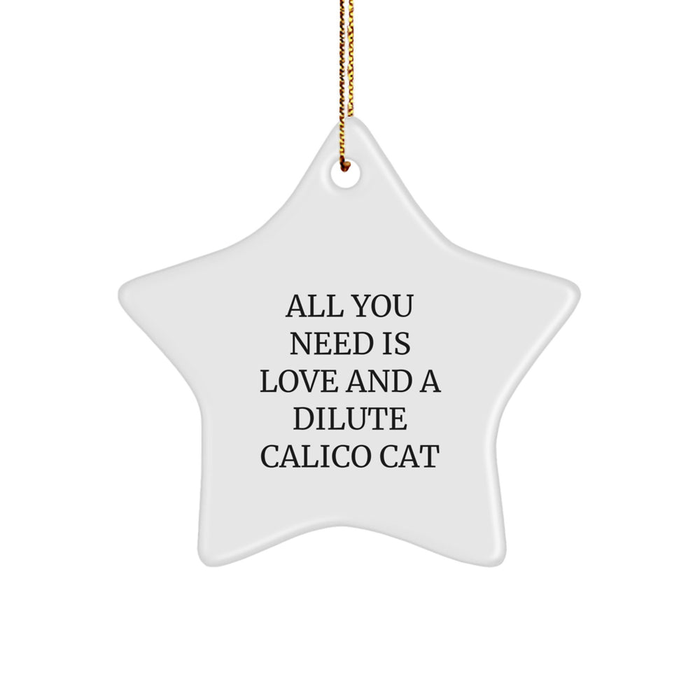 Dilute Calico Cat Star Ornament Gifts from Family to Dilute Calico Cat Lover, 'All You Need Is Love And A Dilute Calico Cat' Cute Christmas Star Decoration - Image 1