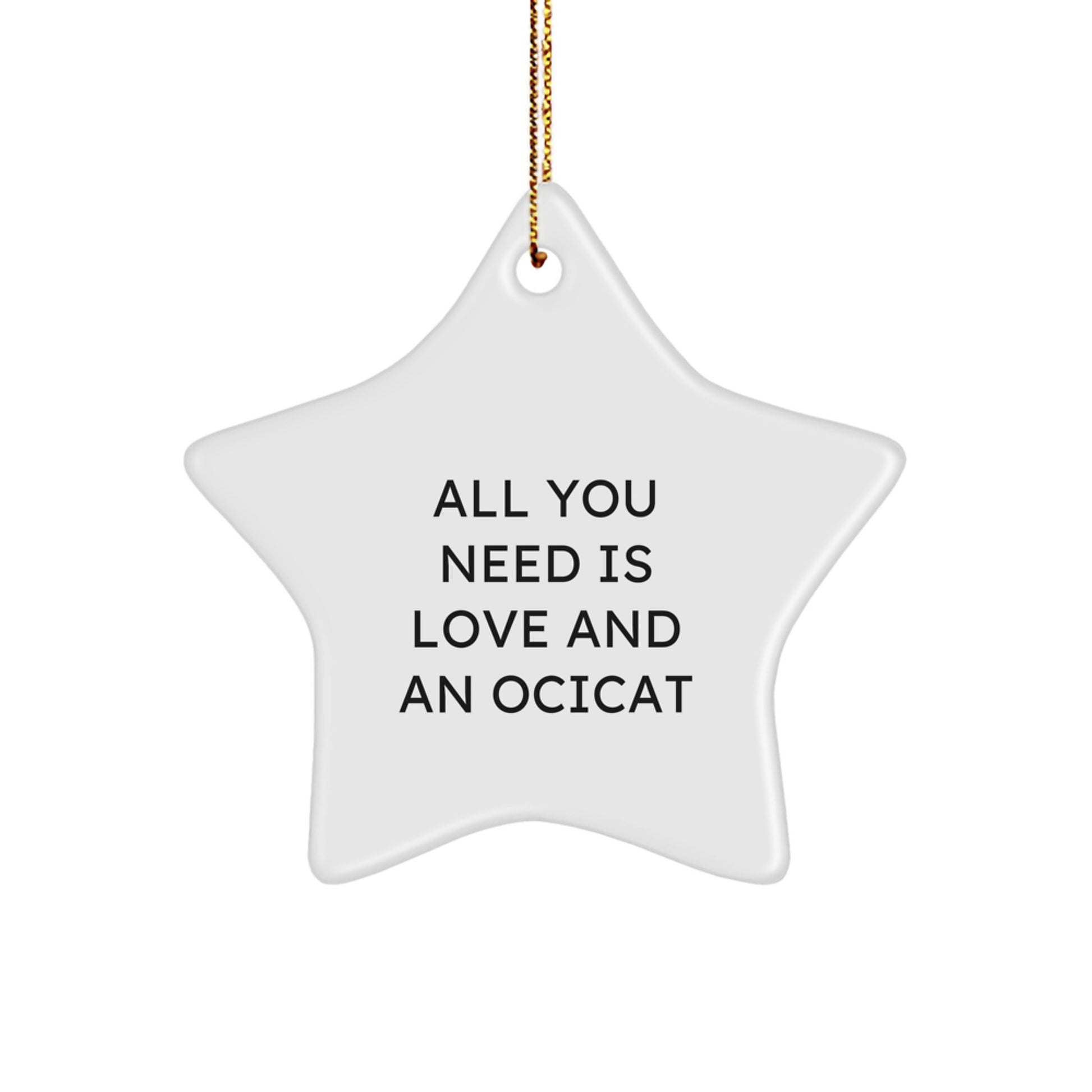 Ocicat Lover Gifts from Family - Christmas Unique Star Ornament - Star Shaped Decoration for Friends - Funny Quote 'All You Need Is Love And An Ocicat' - Image 1