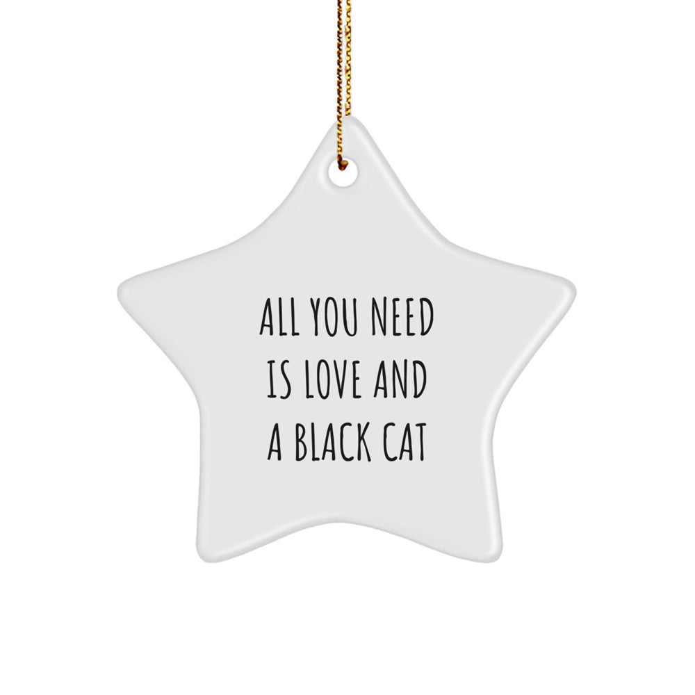 Black Cat Christmas Unique Gifts from Friends Star Ornament - All You Need Is Love - Image 1