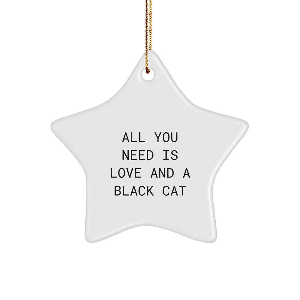 Christmas Unique Gifts from Men to Women for Black Cat Lovers - All You Need Is Love And A Star Ornament, Funny Quote, Black Cat Gifts - Image 1