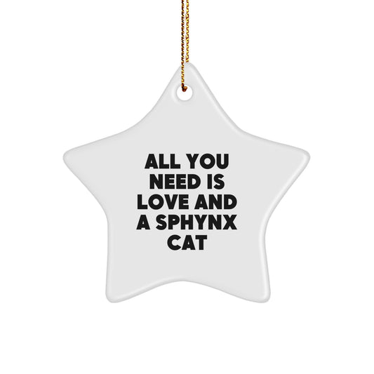 Funny Sphynx Cat Star Ornament, Gifts from Friends to Family, Christmas Unique Gifts - Image 1