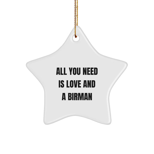Christmas Unique Gift for Her Birman Cat Star Ornament – Present White Love - Image 1