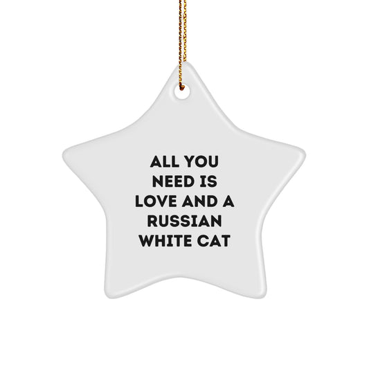 Russian White Cat Star Ornament Gifts from Family, Friends, or Coworkers for Russian White Cat Lovers, Christmas Unique Gifts - Image 1