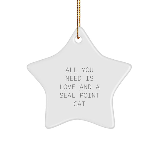 Christmas Unique Gift for Her Seal Point Cat Star Ornament Present - Image 1
